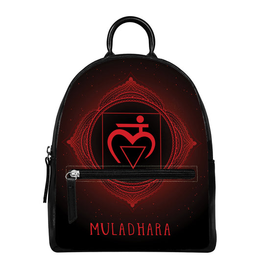 Muladhara Chakra Symbol Print Leather Backpack