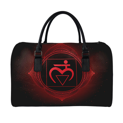 Muladhara Chakra Symbol Print Leather Duffle Bag