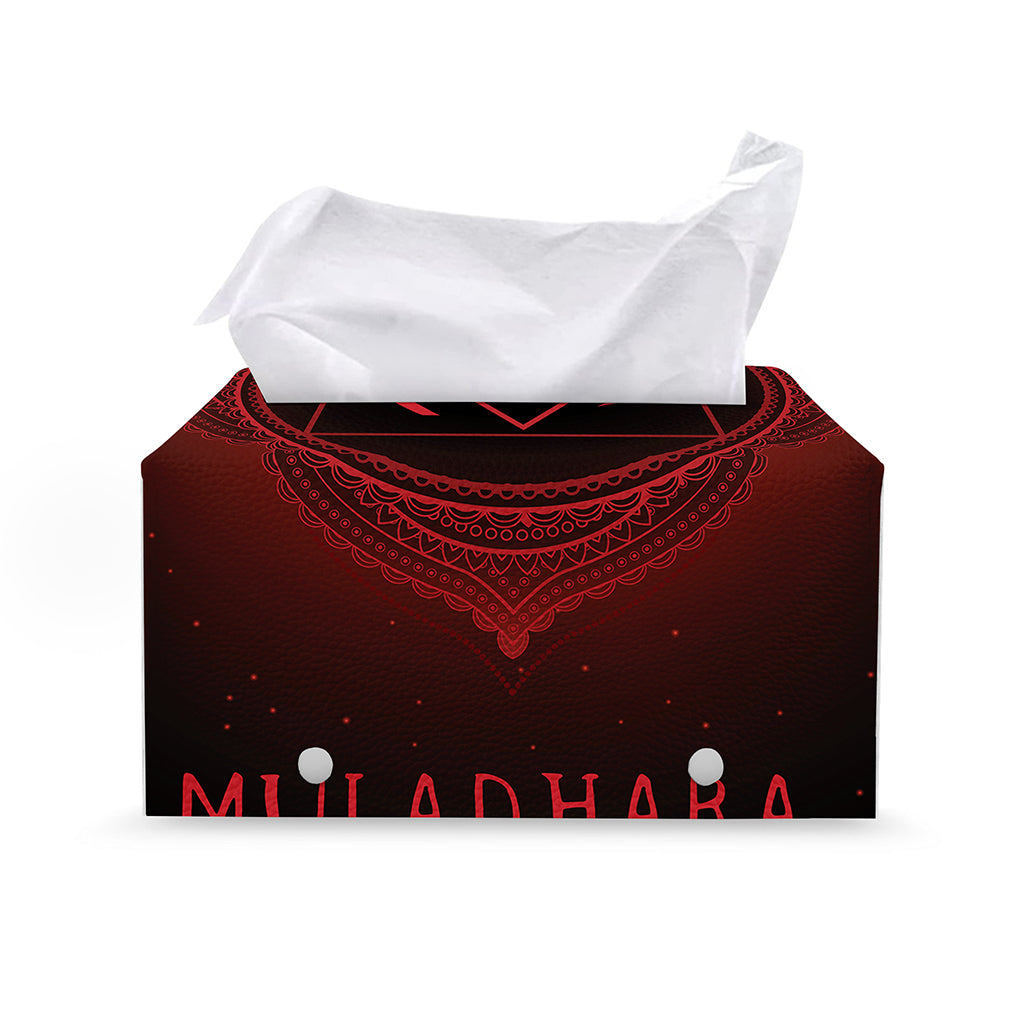 Muladhara Chakra Symbol Print Leather Tissue Box Cover