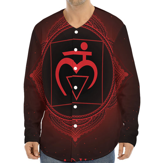 Muladhara Chakra Symbol Print Long Sleeve Baseball Jersey