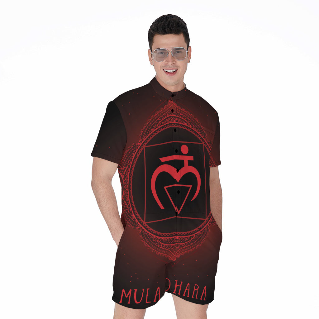 Muladhara Chakra Symbol Print Men's Rompers