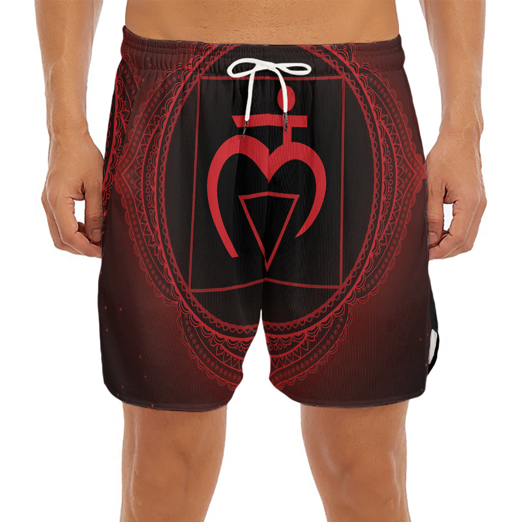 Muladhara Chakra Symbol Print Men's Split Running Shorts
