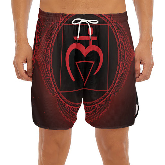 Muladhara Chakra Symbol Print Men's Split Running Shorts