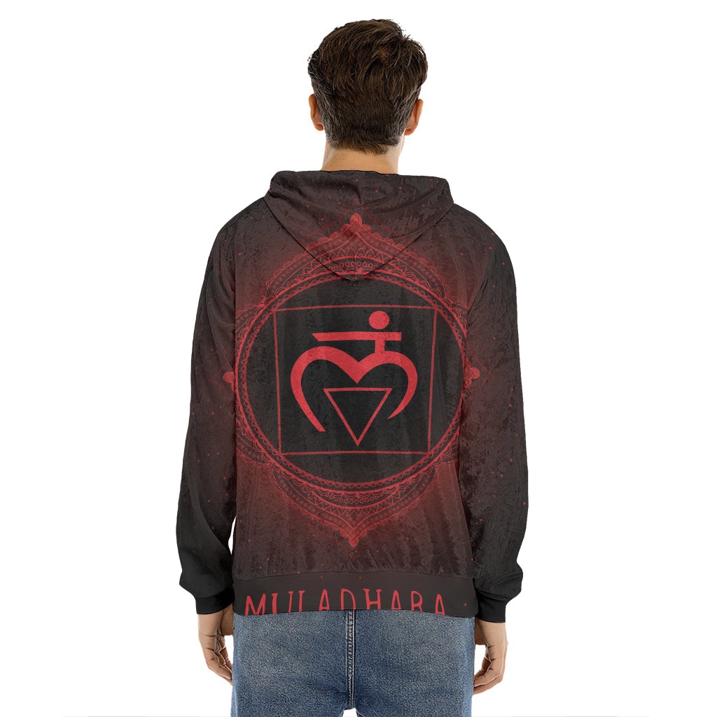 Muladhara Chakra Symbol Print Men's Velvet Pullover Hoodie