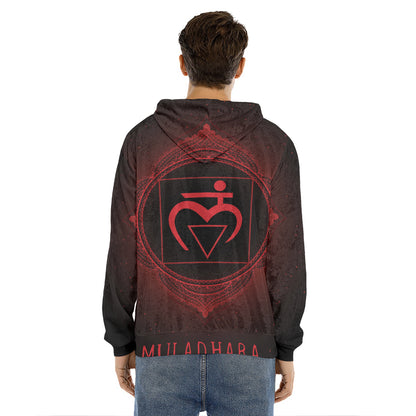 Muladhara Chakra Symbol Print Men's Velvet Pullover Hoodie