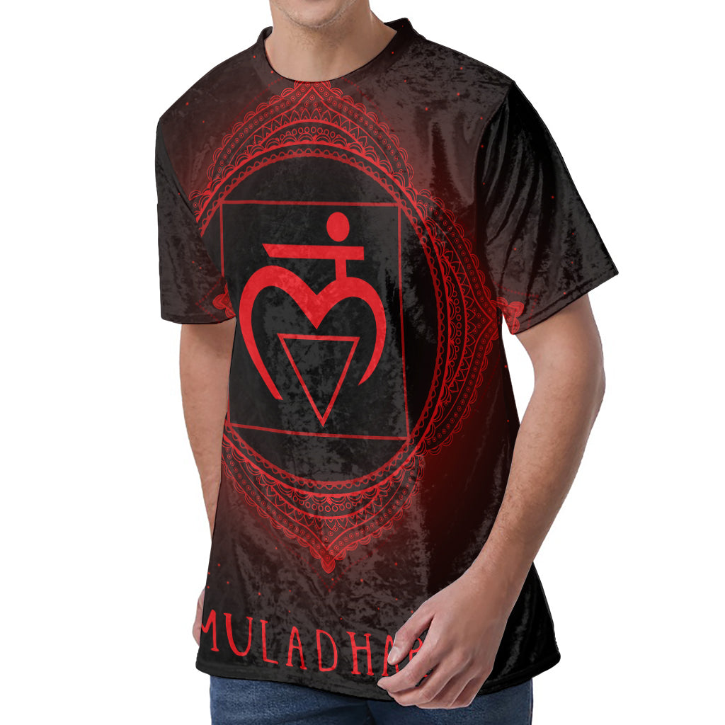 Muladhara Chakra Symbol Print Men's Velvet T-Shirt