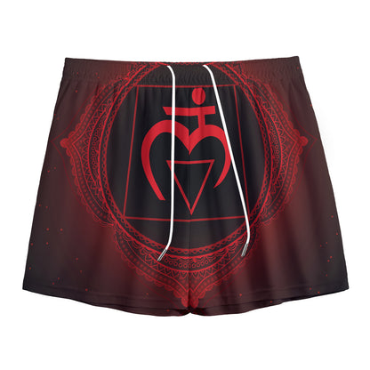 Muladhara Chakra Symbol Print Mesh Shorts