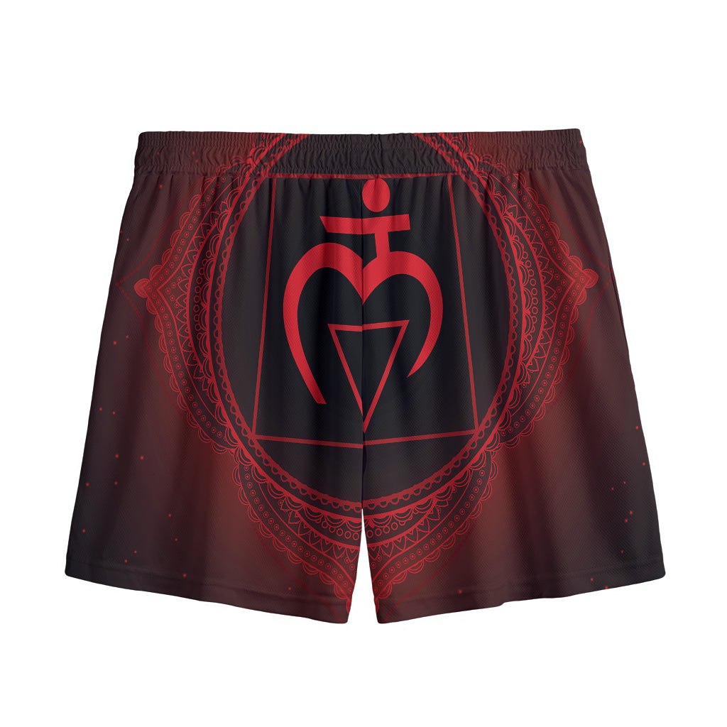 Muladhara Chakra Symbol Print Mesh Shorts