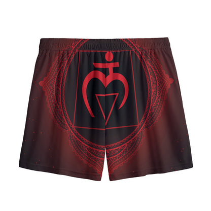 Muladhara Chakra Symbol Print Mesh Shorts