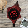 Muladhara Chakra Symbol Print One Shoulder Bodysuit