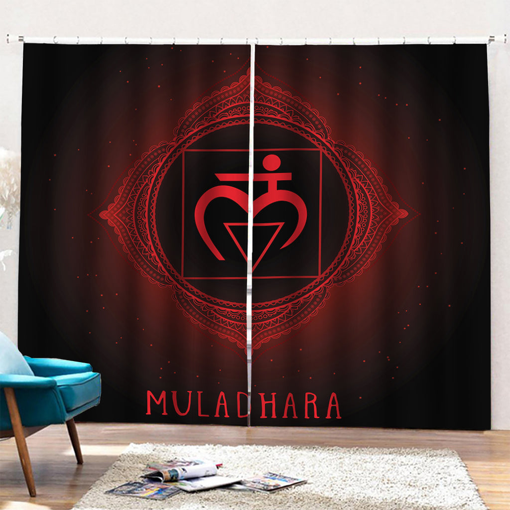 Muladhara Chakra Symbol Print Pencil Pleat Curtains