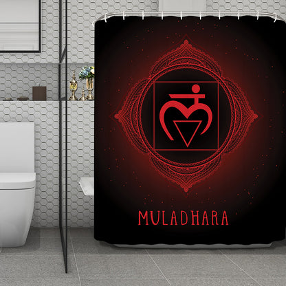 Muladhara Chakra Symbol Print Polyester Shower Curtain