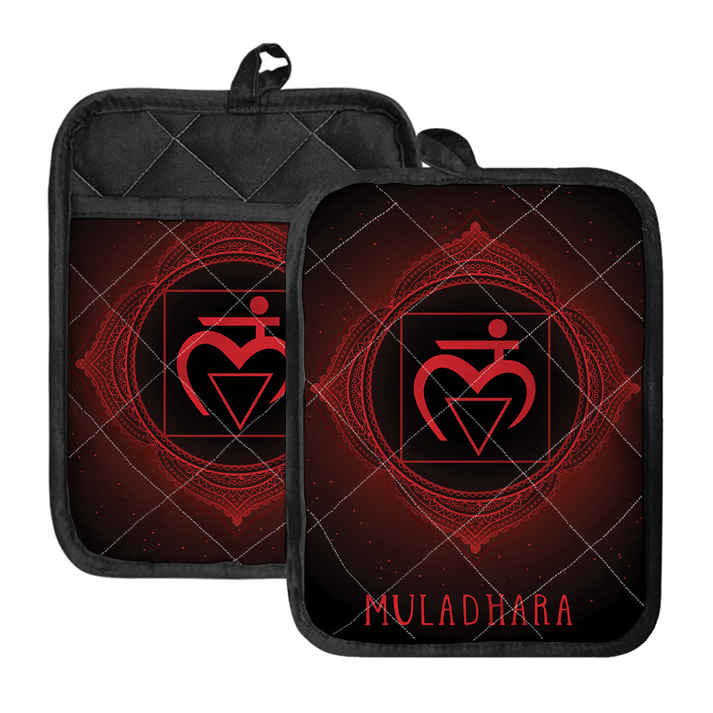 Muladhara Chakra Symbol Print Pot Holders With Pocket