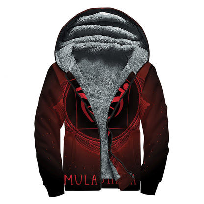 Muladhara Chakra Symbol Print Sherpa Lined Zip Up Hoodie