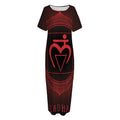 Muladhara Chakra Symbol Print Short Sleeve Long Nightdress