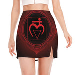 Muladhara Chakra Symbol Print Side Slit Mini Skirt