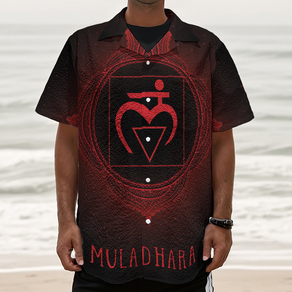 Muladhara Chakra Symbol Print Textured Short Sleeve Shirt