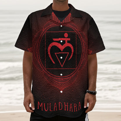 Muladhara Chakra Symbol Print Textured Short Sleeve Shirt