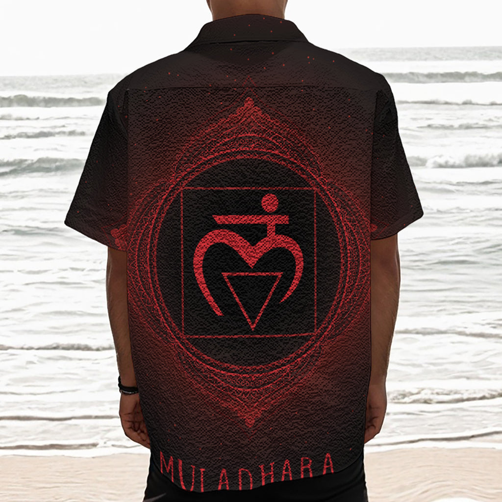 Muladhara Chakra Symbol Print Textured Short Sleeve Shirt