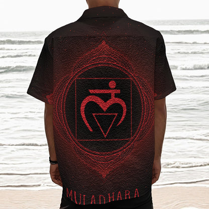 Muladhara Chakra Symbol Print Textured Short Sleeve Shirt