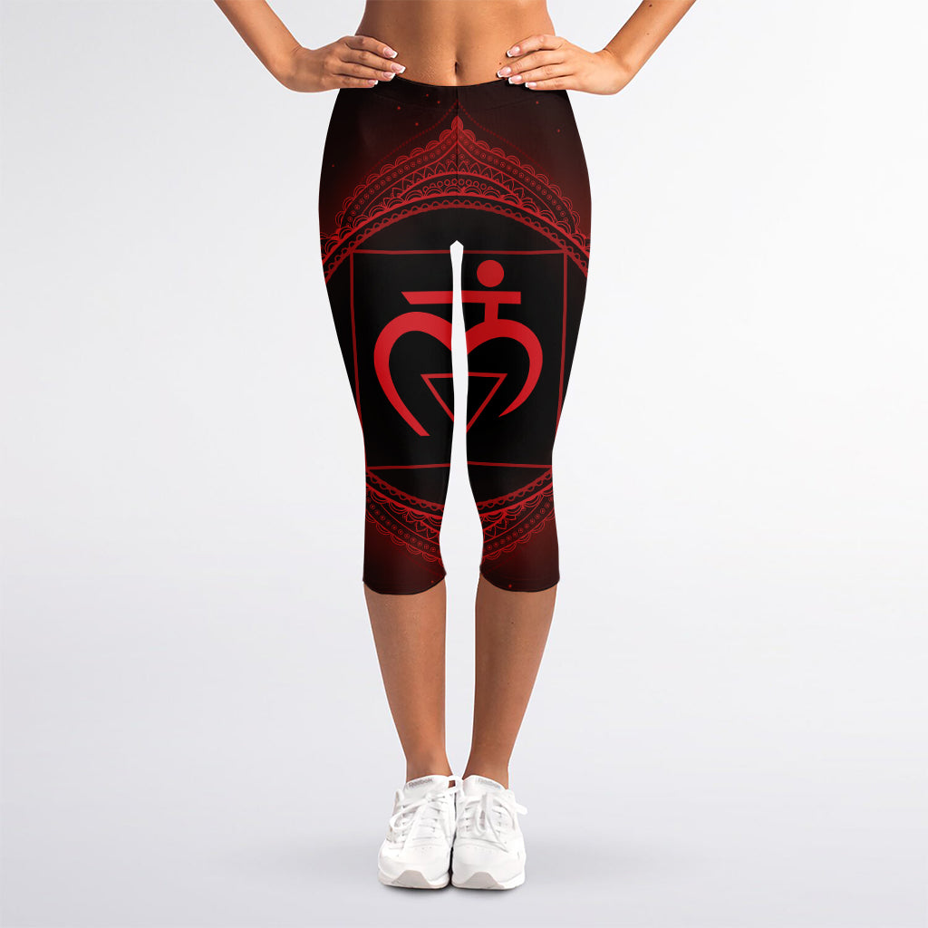 Muladhara Chakra Symbol Print Women's Capri Leggings