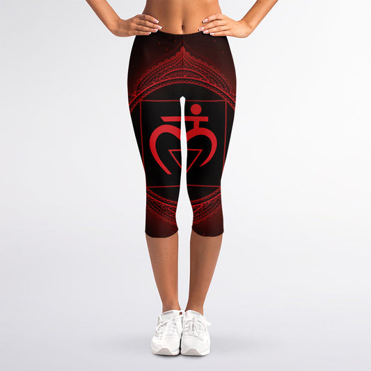 Muladhara Chakra Symbol Print Women's Capri Leggings