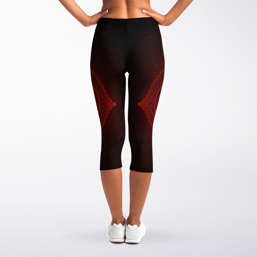 Muladhara Chakra Symbol Print Women's Capri Leggings