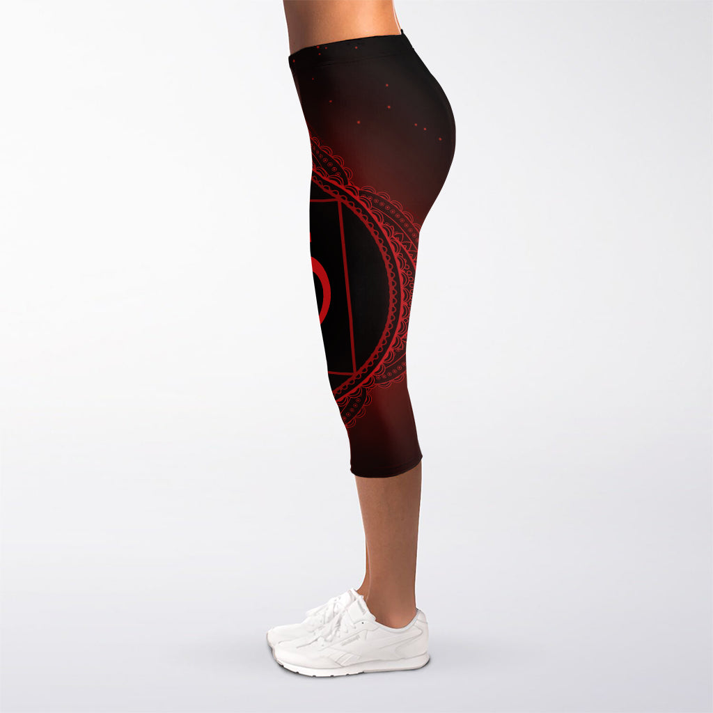 Muladhara Chakra Symbol Print Women's Capri Leggings