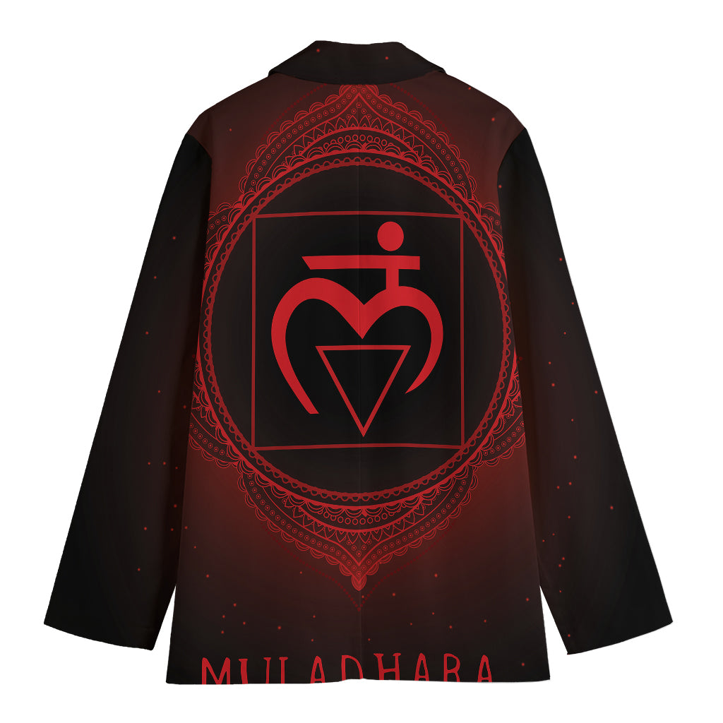 Muladhara Chakra Symbol Print Women's Cotton Blazer