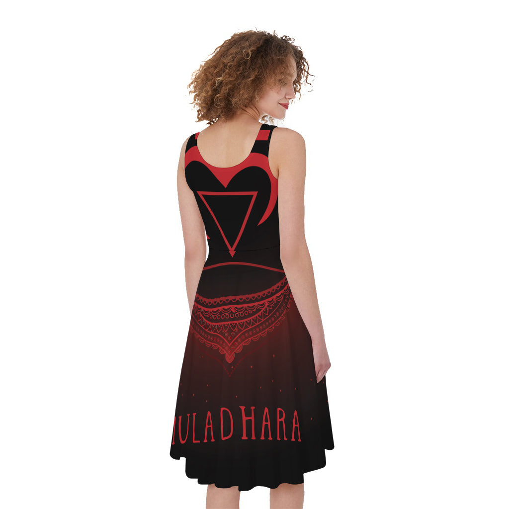 Muladhara Chakra Symbol Print Women's Sleeveless Dress