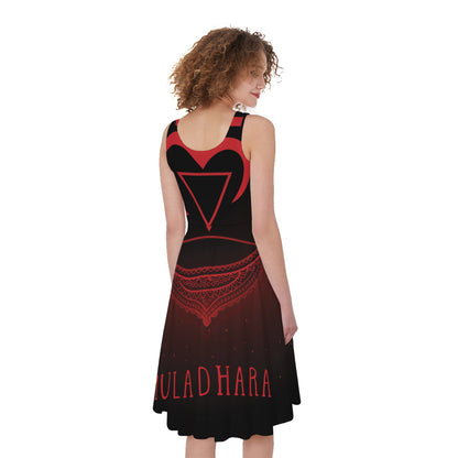 Muladhara Chakra Symbol Print Women's Sleeveless Dress