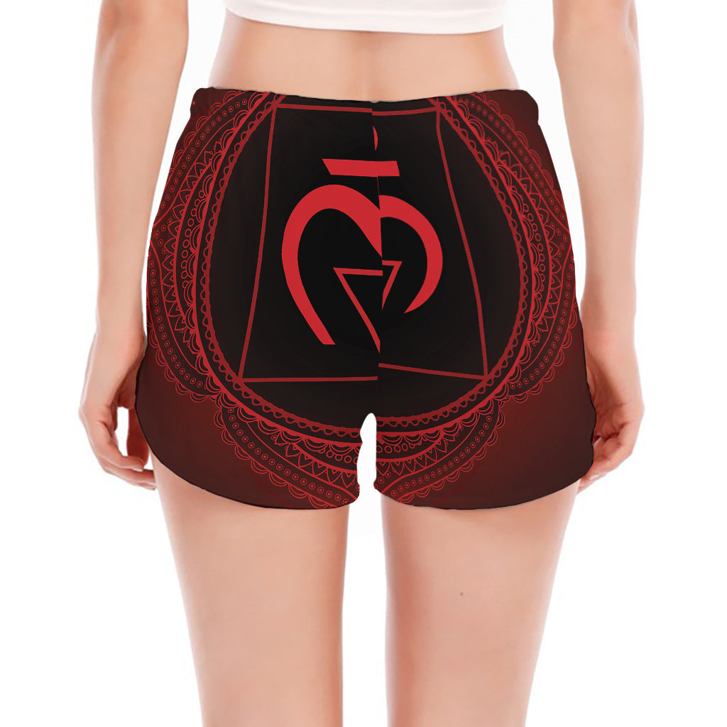 Muladhara Chakra Symbol Print Women's Split Running Shorts