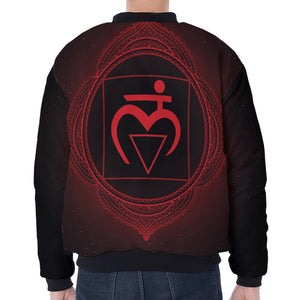 Muladhara Chakra Symbol Print Zip Sleeve Bomber Jacket