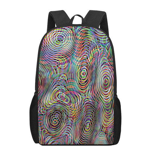 Multicolor Psychedelic Print 17 Inch Backpack