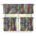 Multicolor Psychedelic Print 3 Piece Kitchen Curtains