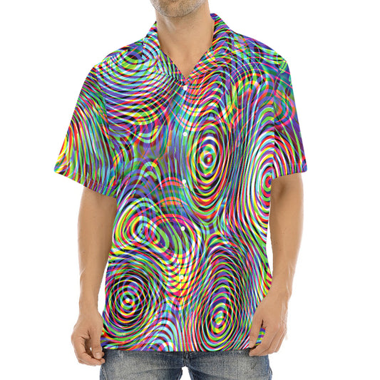 Multicolor Psychedelic Print Aloha Shirt