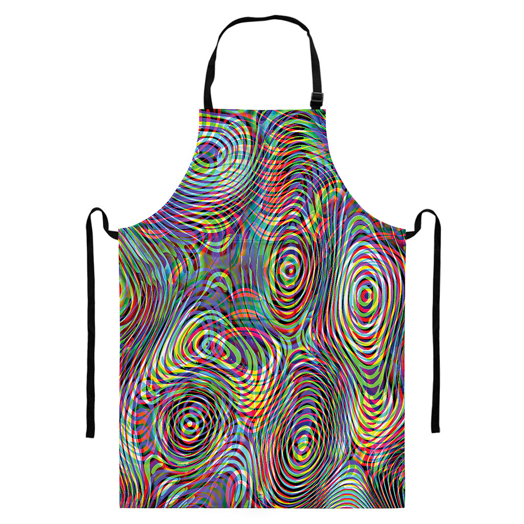 Multicolor Psychedelic Print Bib Apron With Pocket