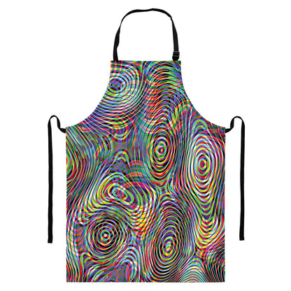 Multicolor Psychedelic Print Bib Apron With Pocket