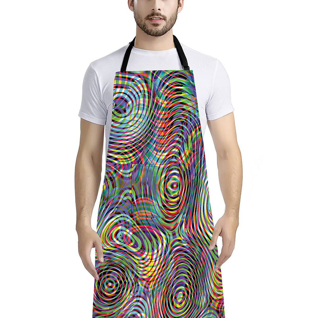 Multicolor Psychedelic Print Bib Apron With Pocket