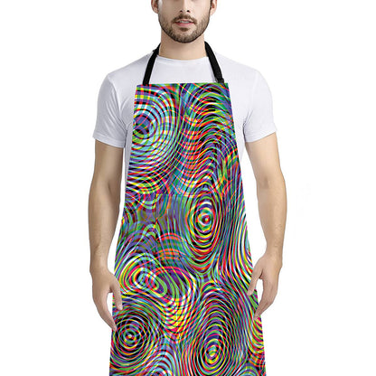 Multicolor Psychedelic Print Bib Apron With Pocket