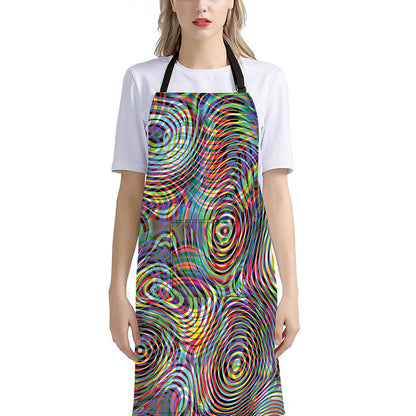 Multicolor Psychedelic Print Bib Apron With Pocket