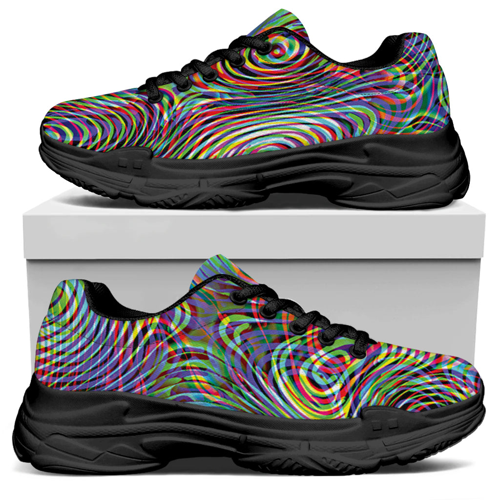 Multicolor Psychedelic Print Black Chunky Shoes