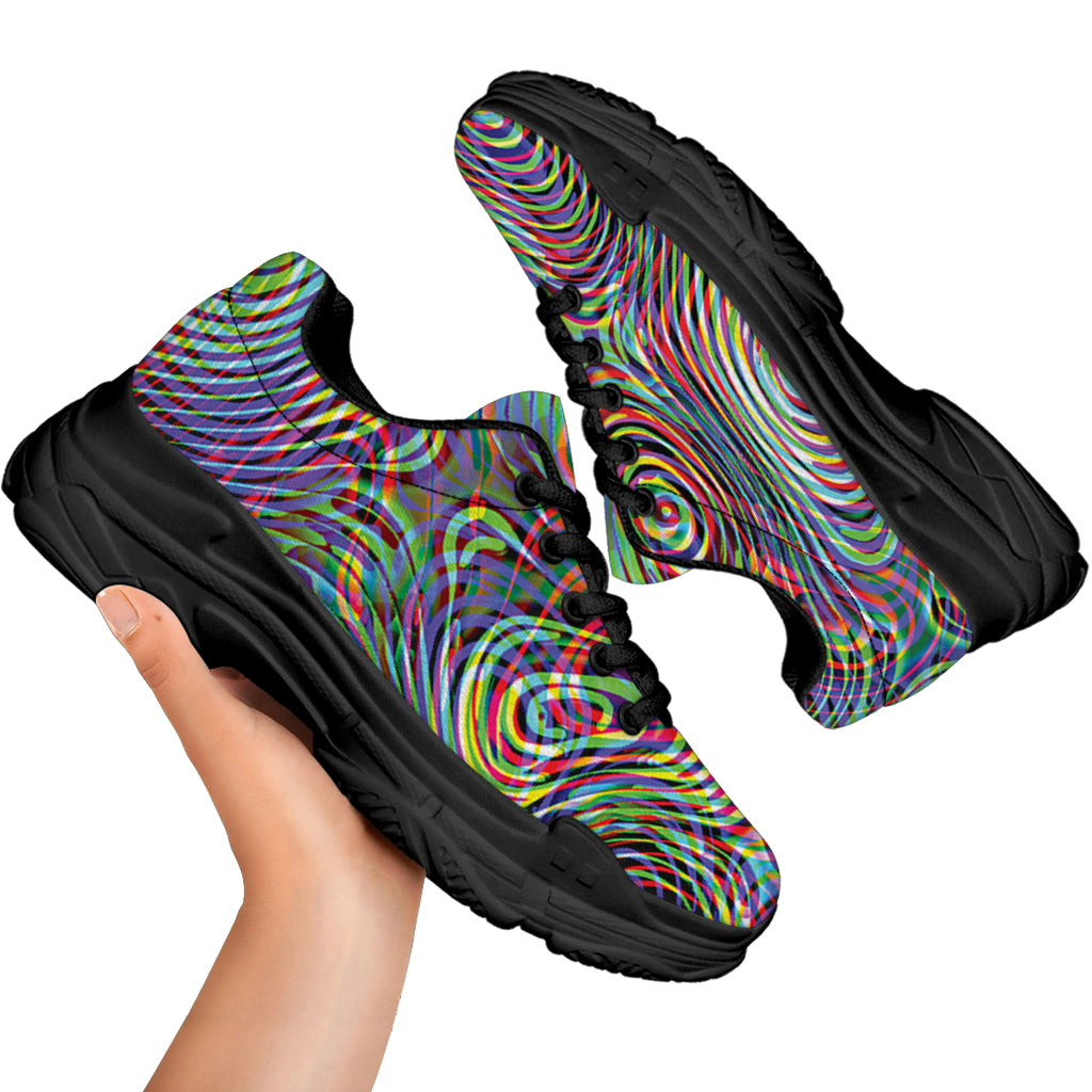 Multicolor Psychedelic Print Black Chunky Shoes