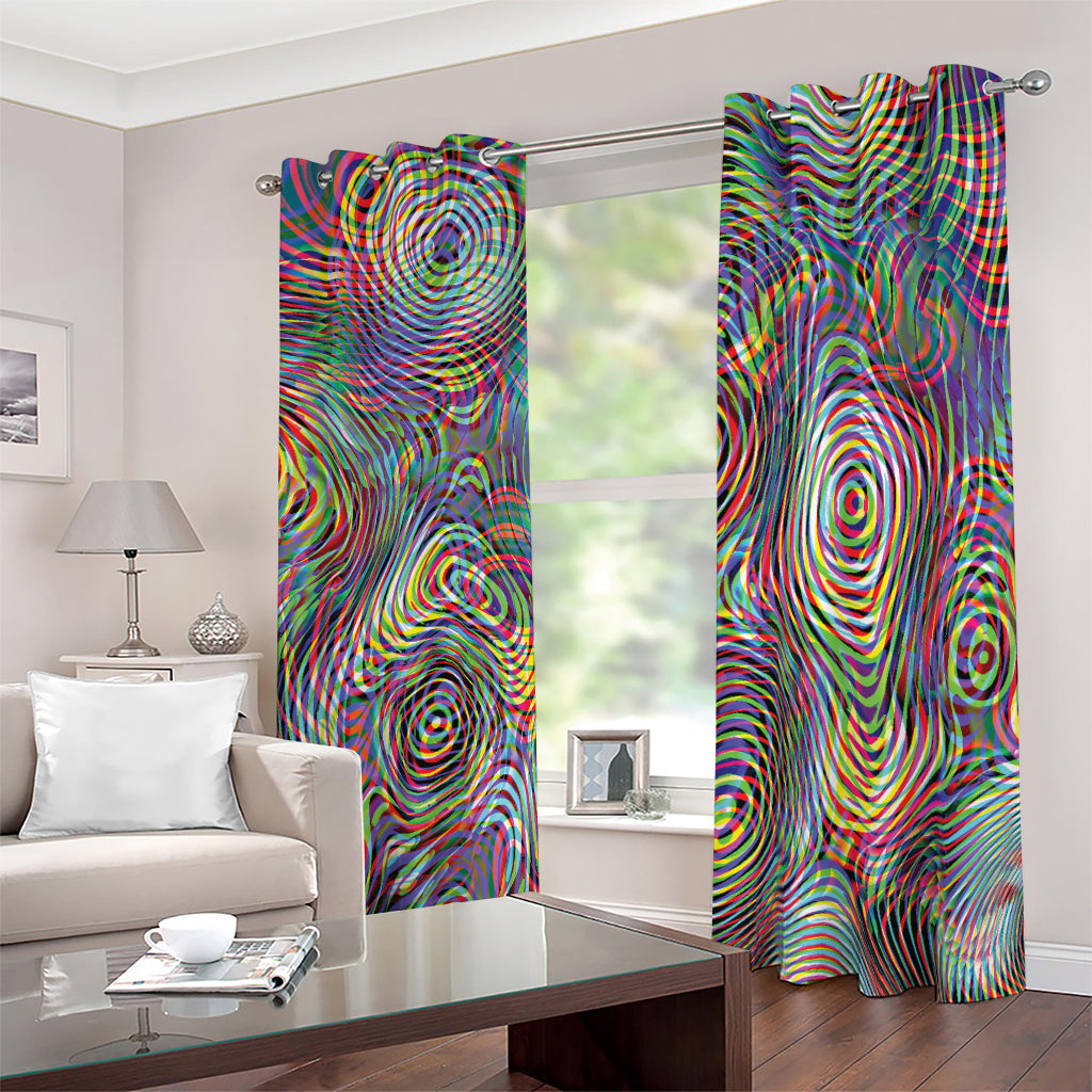 Multicolor Psychedelic Print Blackout Grommet Curtains