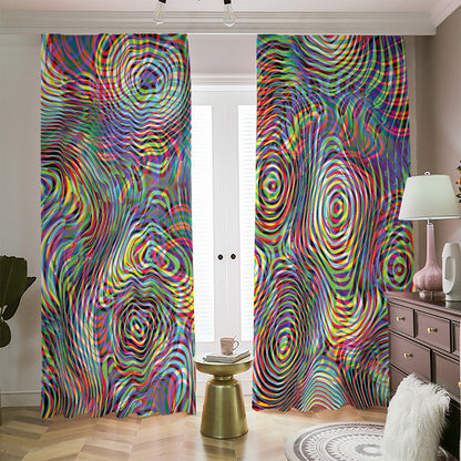 Multicolor Psychedelic Print Blackout Pencil Pleat Curtains