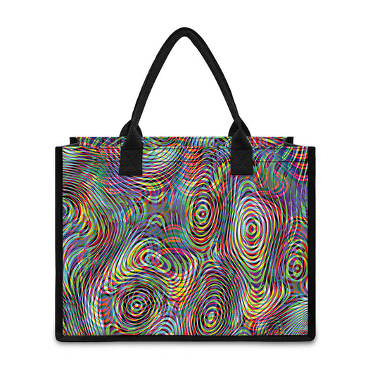Multicolor Psychedelic Print Canvas Tote Bag
