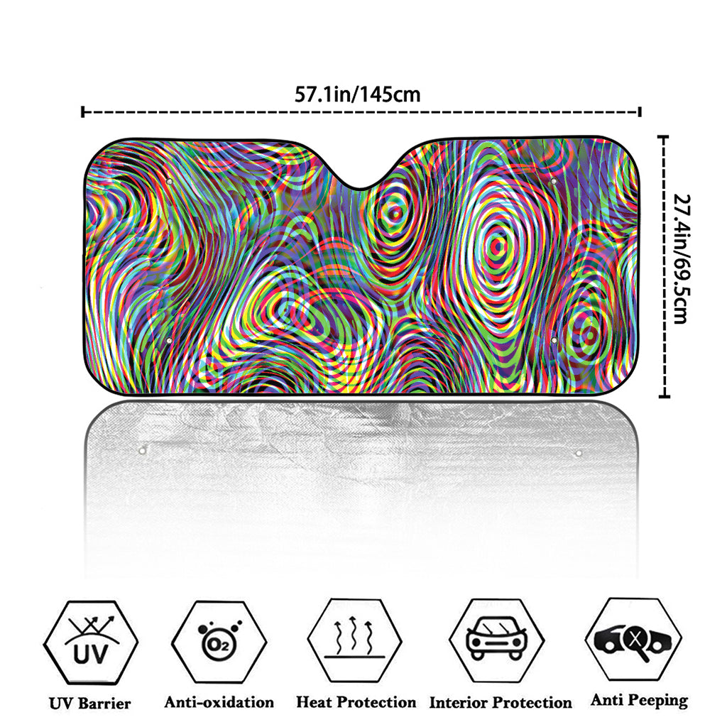 Multicolor Psychedelic Print Car Windshield Sun Shade