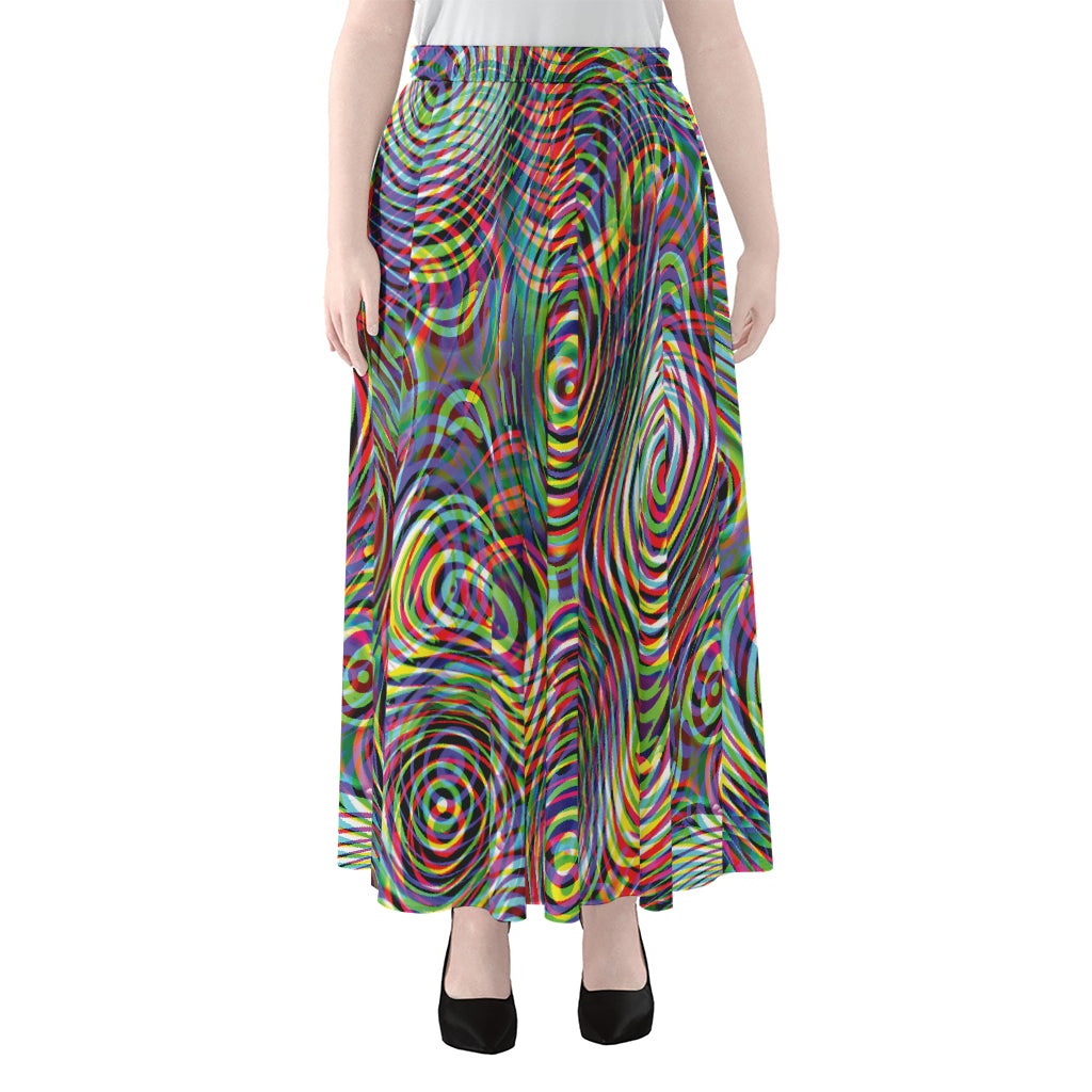 Multicolor Psychedelic Print Chiffon Maxi Skirt