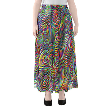 Multicolor Psychedelic Print Chiffon Maxi Skirt