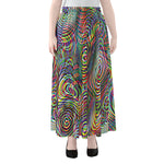 Multicolor Psychedelic Print Chiffon Maxi Skirt